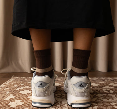 Socks • graphic shape • dark wood