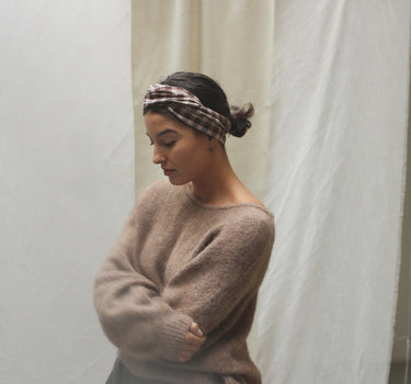 Headband • cotton • check brown